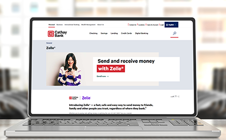 A desktop screen showing the product page of Zelle® the National Graphic Islamic Bank website.